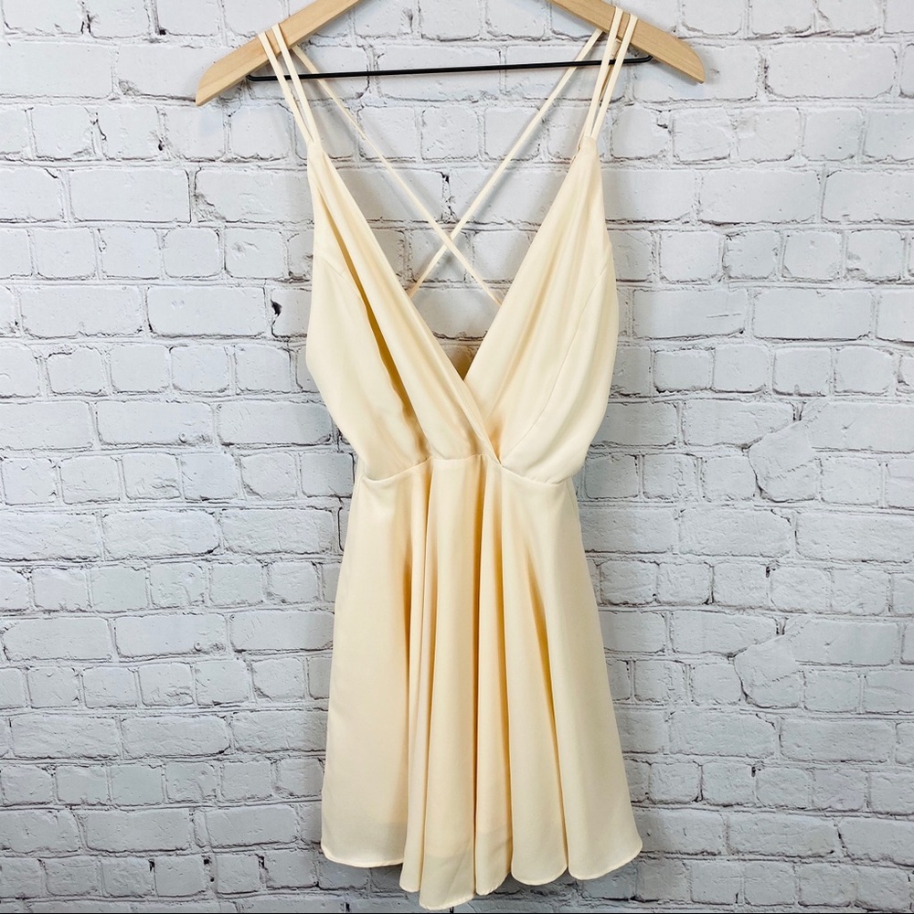 SILENCE+NOISE Flowy Strappy Mini Dress S Cream